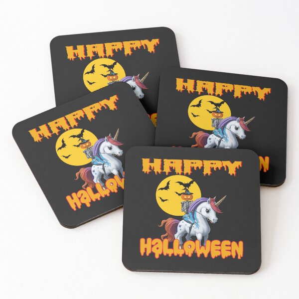 Item preview, Happy Halloween Jack O Lantern Skeleton Riding a Unicorn designed and sold by JoyOfHopeStore.