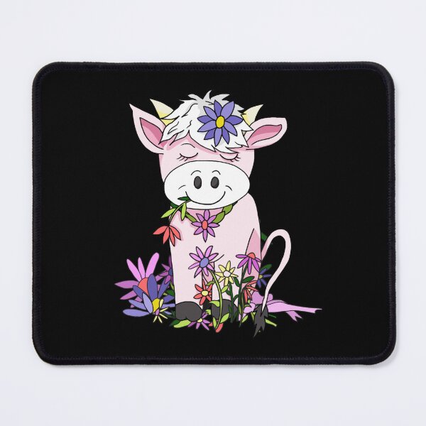 Item preview, cartoon cow with flowers designed and sold by TRINITYDRIGUEZ.