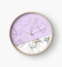 Marble Gold Lilac Luxury Print Design Clock