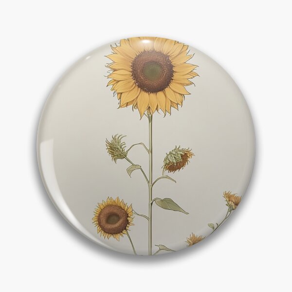 Artikelvorschau, Minimalist Sunflower Drawing in Stick and Poke Style: Earthy Tones and Vibrant Petals entworfen und verkauft von CharmingChic.