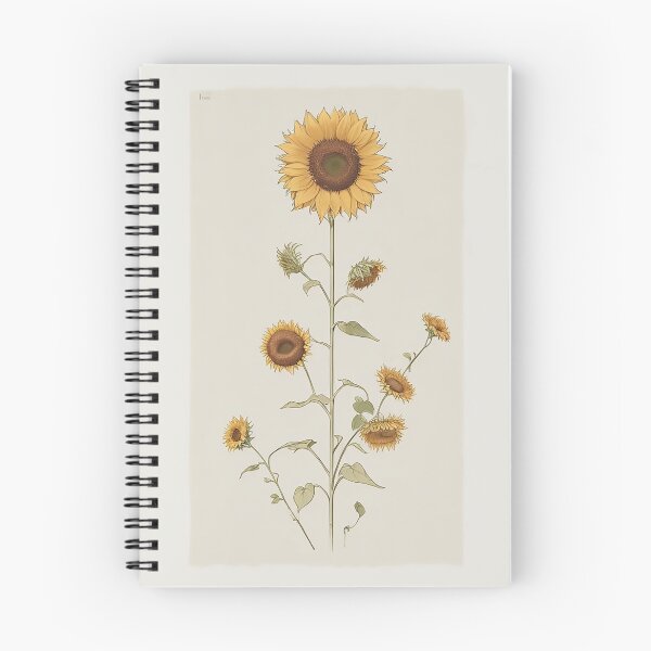 Item preview, Minimalist Sunflower Drawing in Stick and Poke Style: Earthy Tones and Vibrant Petals designed and sold by CharmingChic.