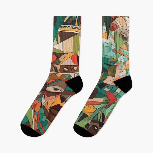 Item preview, "Cubism Unveiled: Mayan Warriors in Abstracted Splendor" designed and sold by Art-Vortex-fr.
