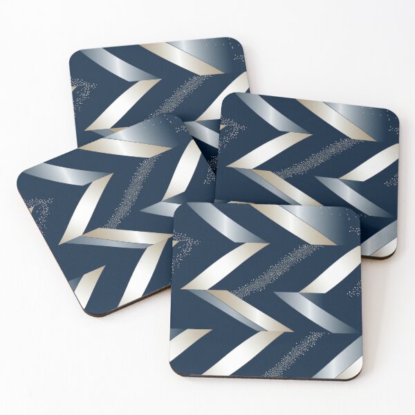 Item preview, Silver Lines: Diagonal Stripes in Deep Blue and Shimmering Silve designed and sold by PaintbrushPlace.