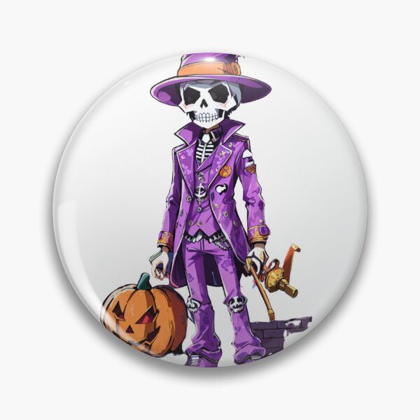 Item preview, Purple-Clad Skeleton: Pumpkin Enchanter on Redbubble designed and sold by irosh madushan.