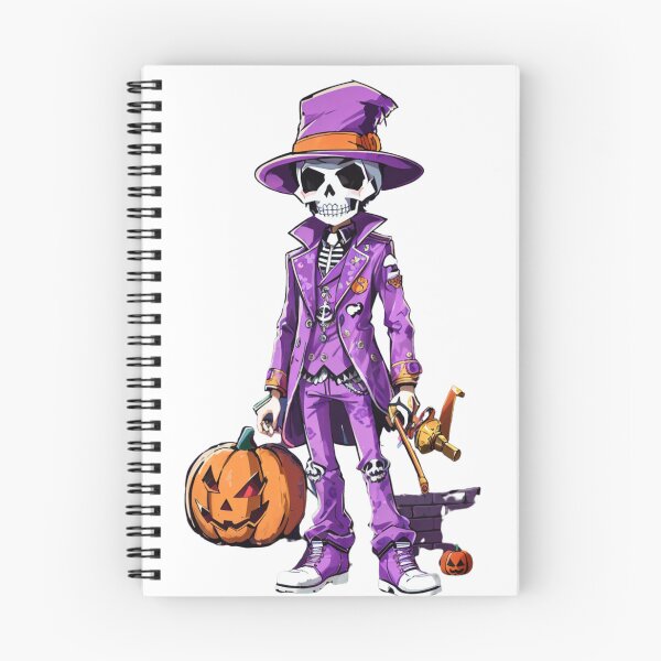 Item preview, Purple-Clad Skeleton: Pumpkin Enchanter on Redbubble designed and sold by irosh madushan.