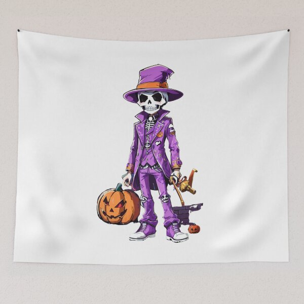 Item preview, Purple-Clad Skeleton: Pumpkin Enchanter on Redbubble designed and sold by irosh madushan.