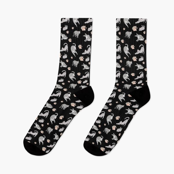 Item preview, Cat and Paws Pattern on black background designed and sold by Crazy-art-land.