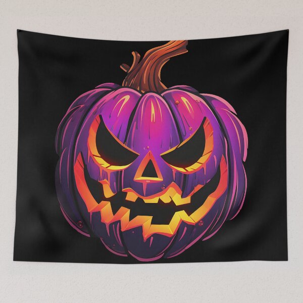 Item preview, scary neon pumpkin  designed and sold by Wickystickers.