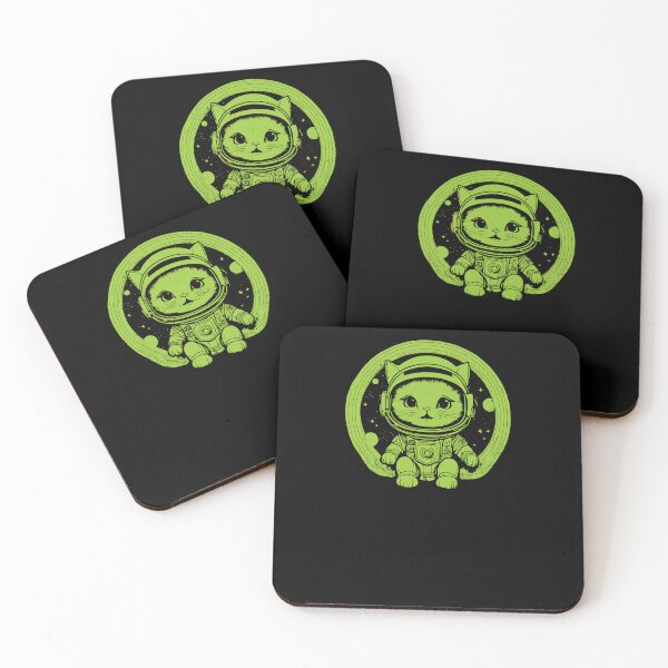 Item preview, Cute Kitten Astronaut - Yellow-green designed and sold by Soulemotion.