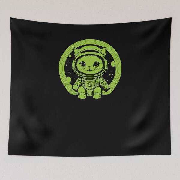 Item preview, Cute Kitten Astronaut - Yellow-green designed and sold by Soulemotion.