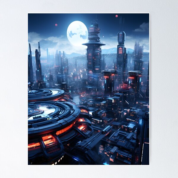 Item preview, Futuristic Cyberpunk Cityscape | Digital Art designed and sold by Shirtastically.