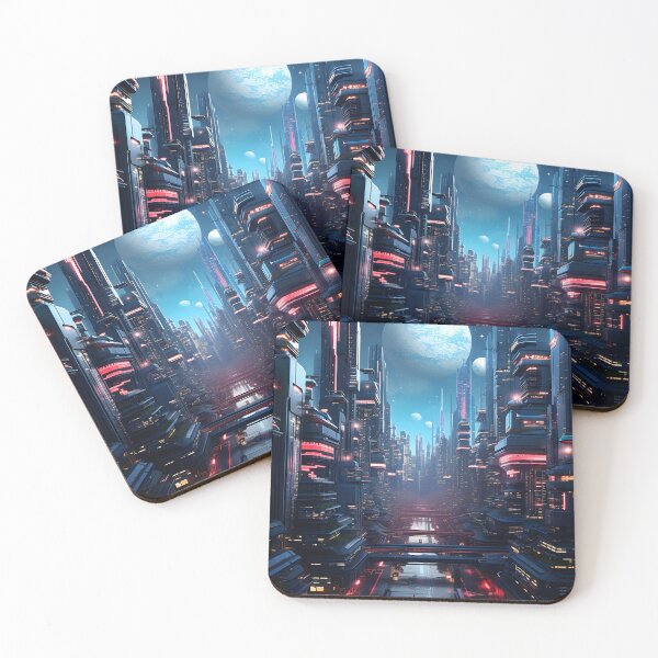 Item preview, Sleek Futuristic Cyberpunk City | Digital Art Decor designed and sold by Shirtastically.