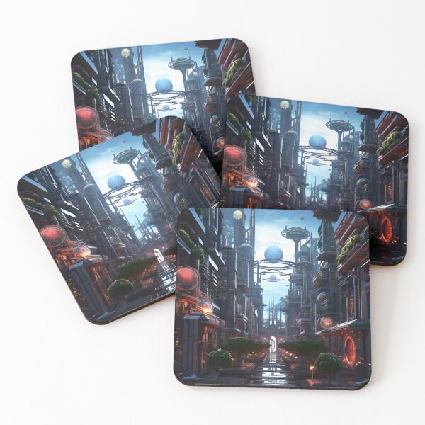 Item preview, Futuristic Cyberpunk Metropolis | Digital Art Poster designed and sold by Shirtastically.