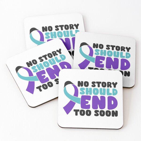Item preview, No Story Should End Too Soon Teal Purple Ribbon Suicide Prevention Awareness designed and sold by Dolphin Graphic.