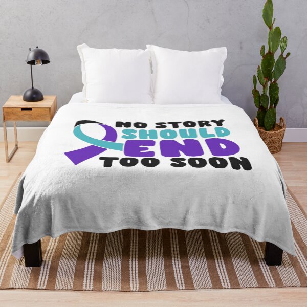 Item preview, No Story Should End Too Soon Teal Purple Ribbon Suicide Prevention Awareness designed and sold by Dolphin Graphic.
