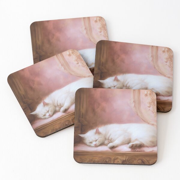 Item preview, Coquette aesthetic vintage painting of a white cat designed and sold by Coquette Art.