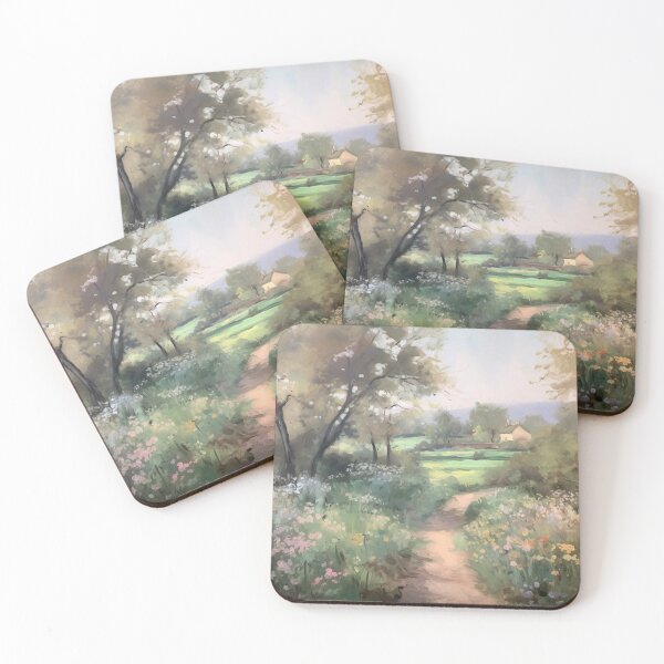 Item preview, Coquette aesthetic vintage painting of a country landscape designed and sold by Coquette Art.