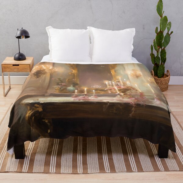 Item preview, Coquette aesthetic vintage painting of a golden mirror with chandeliers designed and sold by Coquette Art.