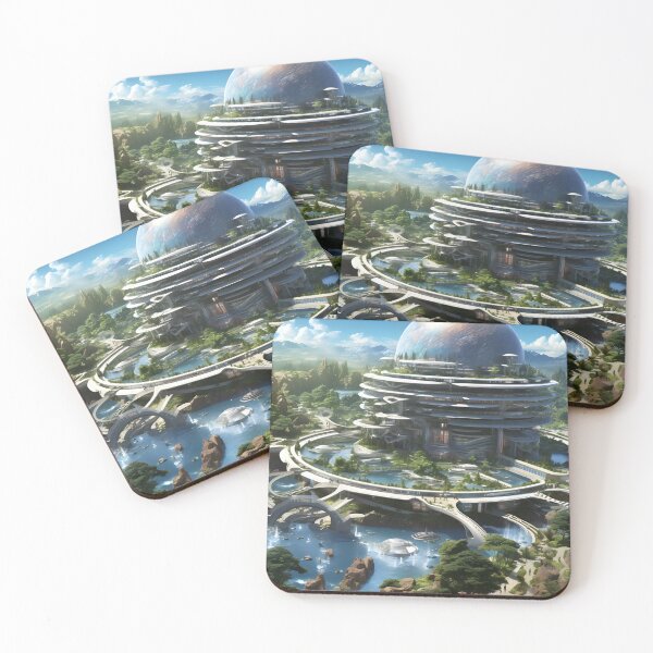 Item preview, Futuristic Space Colony | Digital Art designed and sold by Shirtastically.
