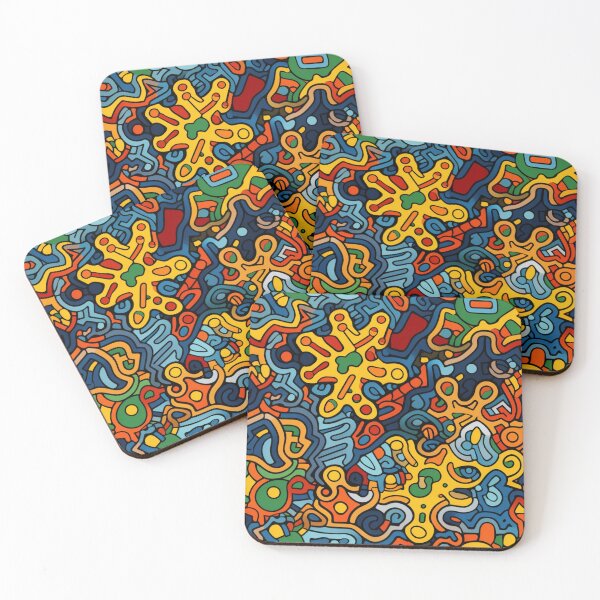 Item preview, Colorful fantasy pattern orange blue red green turquoise yellow ornaments designed and sold by G-M-Designs.