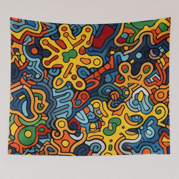 Item preview, Colorful fantasy pattern orange blue red green turquoise yellow ornaments designed and sold by G-M-Designs.