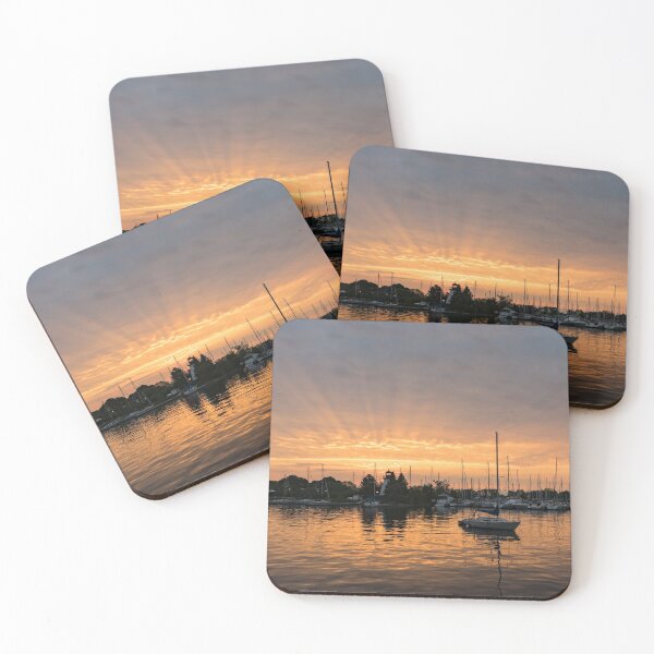 Item preview, Silky Sunrays Sailboat - a Gorgeous Sunrise at a Marina designed and sold by Georgia Mizuleva.