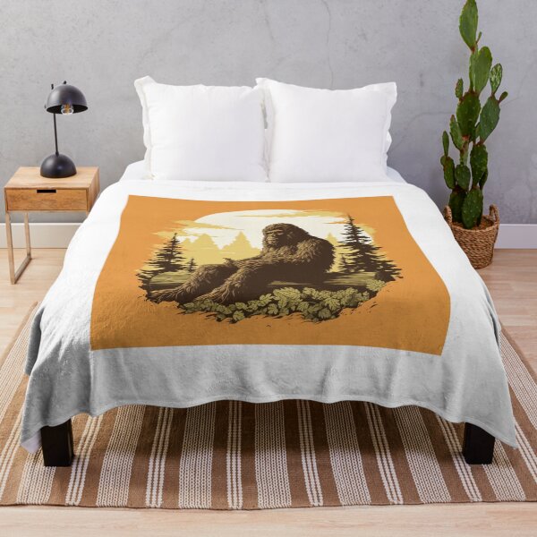 Item preview, Bigfoot sitting on a log in the Forest Retro Classic Art designed and sold by redstar19.