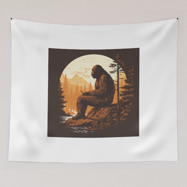 Item preview, Bigfoot resting in the forest with a stick in hand Retro Vintage Classic designed and sold by redstar19.