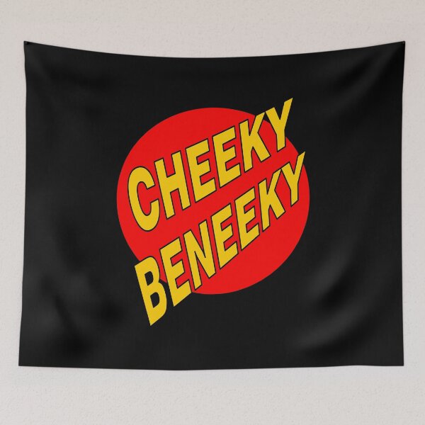 Item preview, Cheeky Beneeky Warm Yellow Bold Font on Red Circle designed and sold by AASparksDesigns.