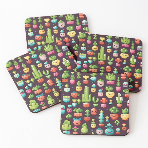 Item preview, Kawaii Cute Pixel Cactus Anime Pattern designed and sold by AeonAcademy.