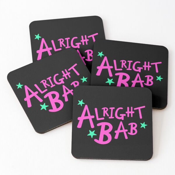 Item preview, Pink Alright Bab + Green Stars - Black Background designed and sold by Helen McCartney Designs.