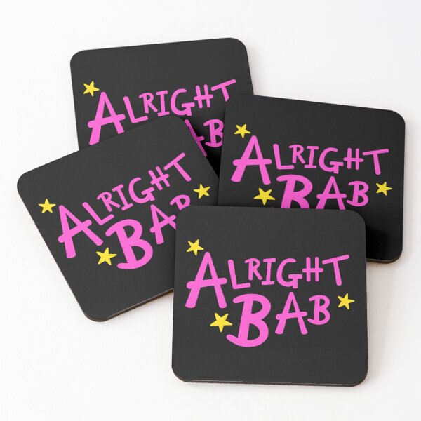 Item preview, Pink Alright Bab + Yellow Stars - Black Background designed and sold by Helen McCartney Designs.