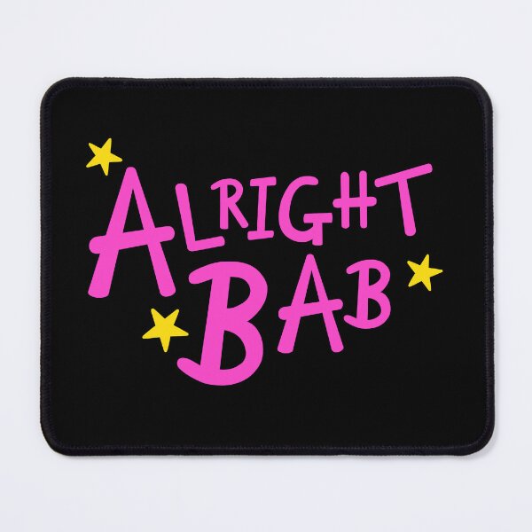 Item preview, Pink Alright Bab + Yellow Stars - Black Background designed and sold by Helen McCartney Designs.