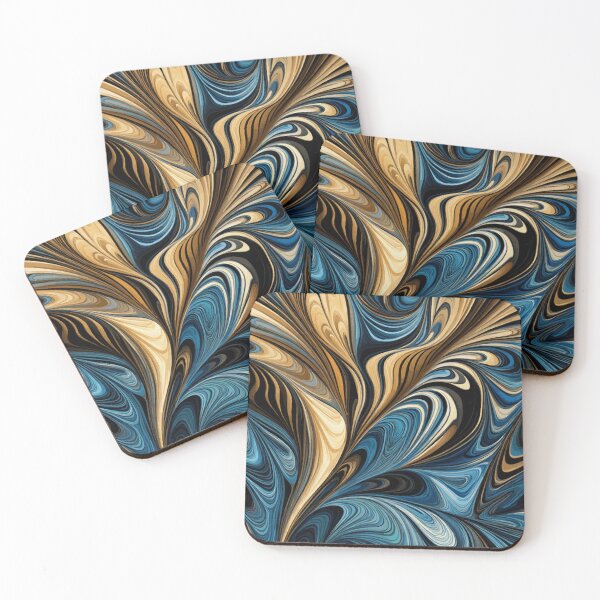 Item preview, Blue Black Gold Marble Swirl designed and sold by Vicky Brago-Mitchell®.
