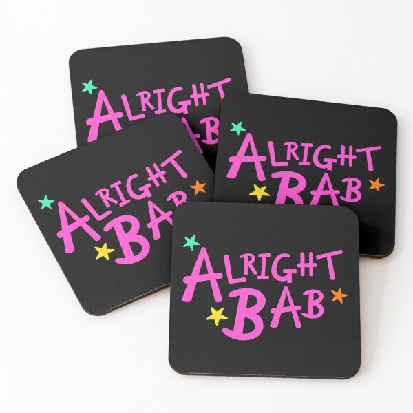 Item preview, Pink Alright Bab + Different Coloured Stars - Black Background designed and sold by Helen McCartney Designs.
