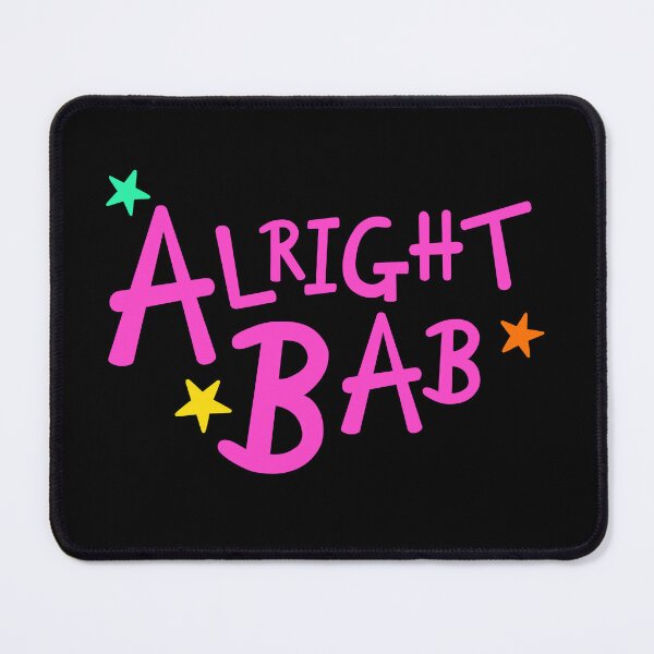 Item preview, Pink Alright Bab + Different Coloured Stars - Black Background designed and sold by Helen McCartney Designs.