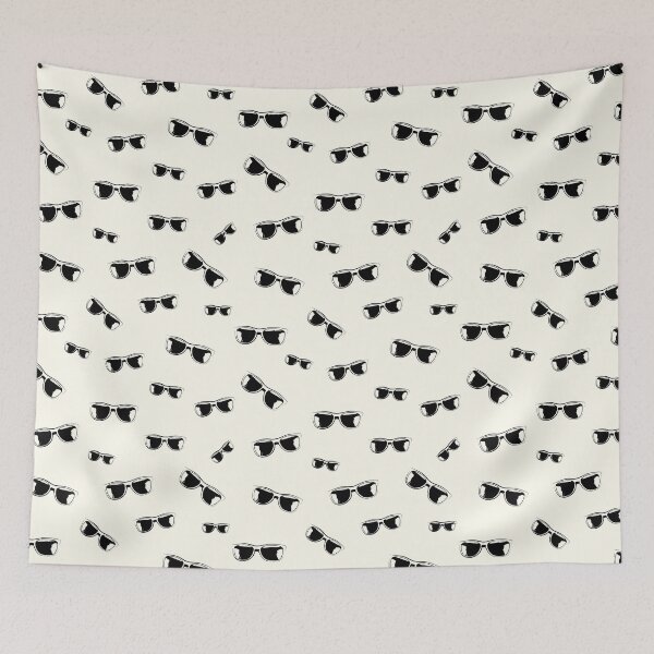 Item preview, Sunglass Illustration Retro Boho Pattern Black and Ivory designed and sold by BONBcreative.