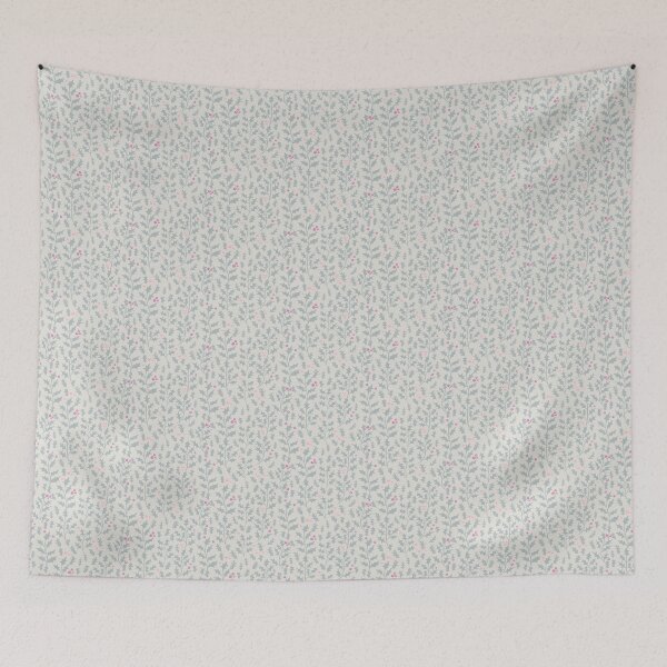 Item preview, Grayish green holly leaves and berries on light gray seamless repeat pattern  designed and sold by colorofmagic.