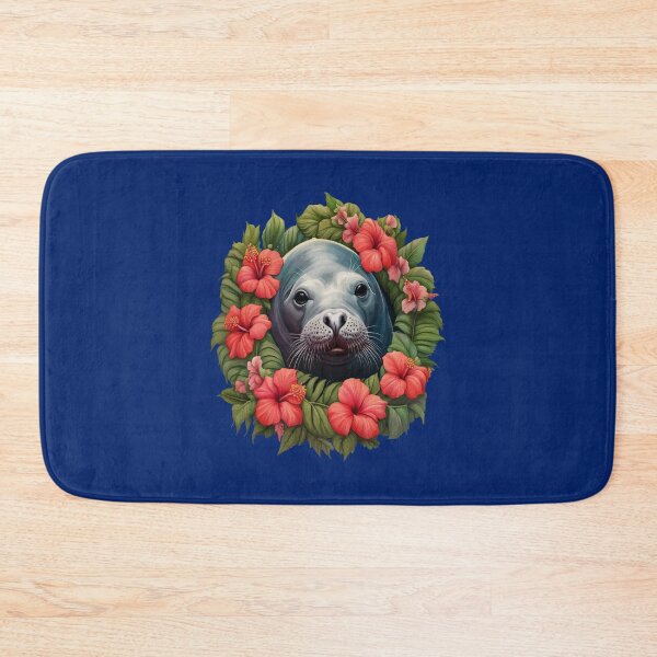 Item preview, Cartoon Tattoo Art Of Hawaiian Monk Seal With Hibiscus 2 designed and sold by taiche.