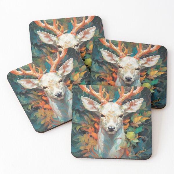 Item preview, Portrait of a white deer's face designed and sold by WallWhimsyWorks.