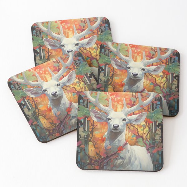 Item preview, Portrait of a white deer's face designed and sold by WallWhimsyWorks.