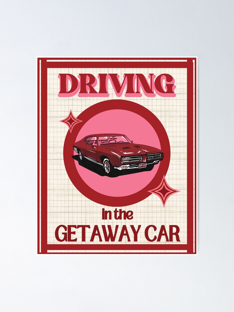 Taylor Getaway Car Digital Print Retro Aesthetic Red Girly 