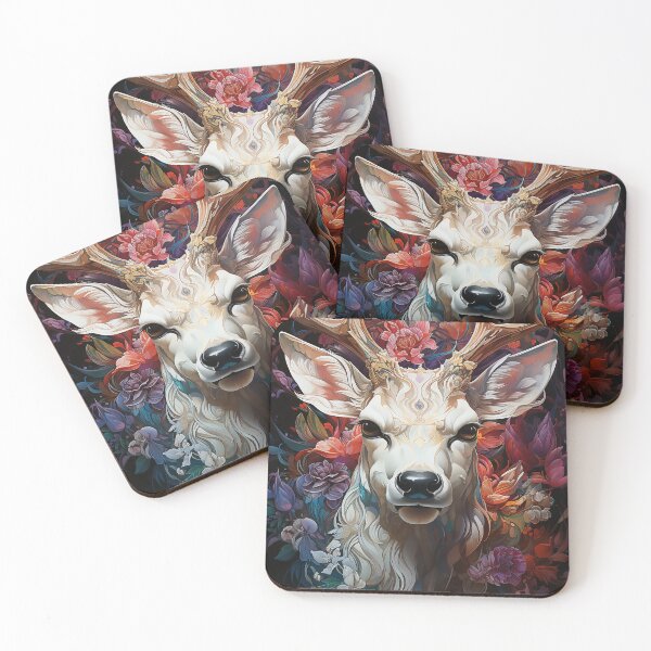Item preview, Funny portrait of a white deer's face designed and sold by WallWhimsyWorks.