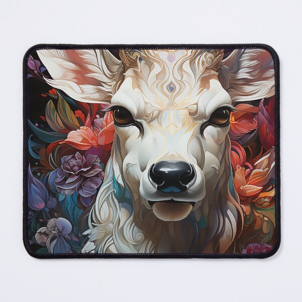 Item preview, Funny portrait of a white deer's face designed and sold by WallWhimsyWorks.