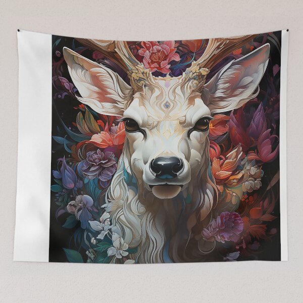 Item preview, Funny portrait of a white deer's face designed and sold by WallWhimsyWorks.