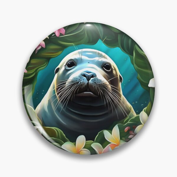 Item preview, Cartoon Art Of Hawaiian Monk Seal With Plumeria designed and sold by taiche.