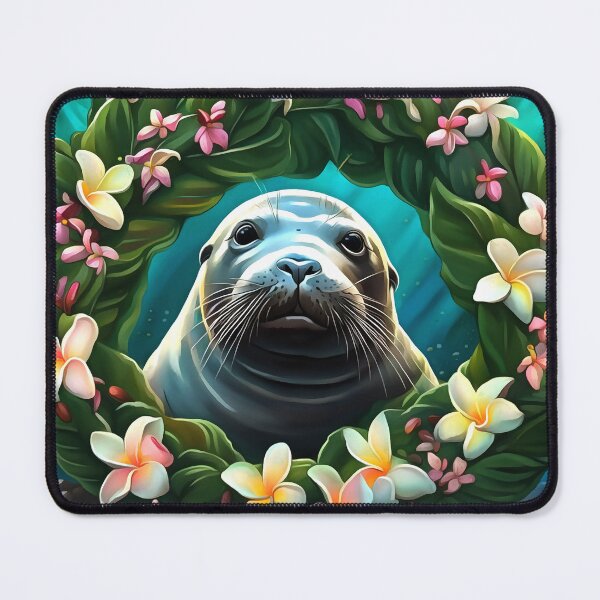 Item preview, Cartoon Art Of Hawaiian Monk Seal With Plumeria designed and sold by taiche.