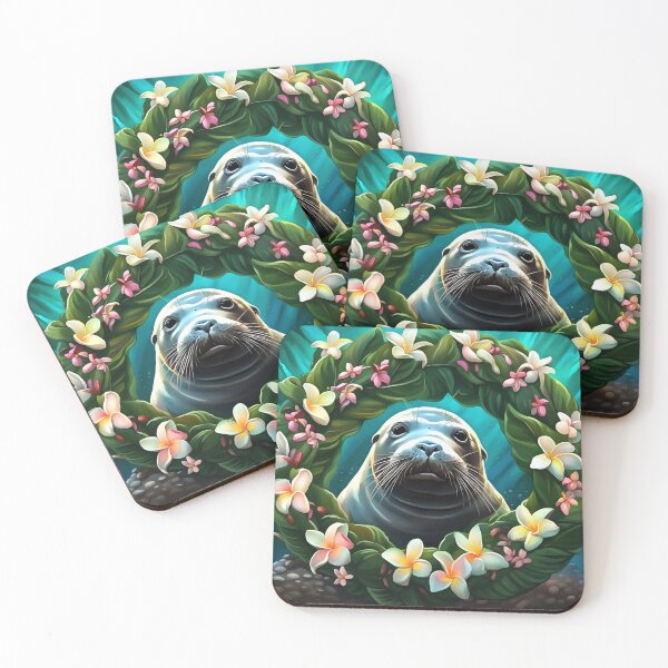 Item preview, Cartoon Art Of Hawaiian Monk Seal With Plumeria designed and sold by taiche.