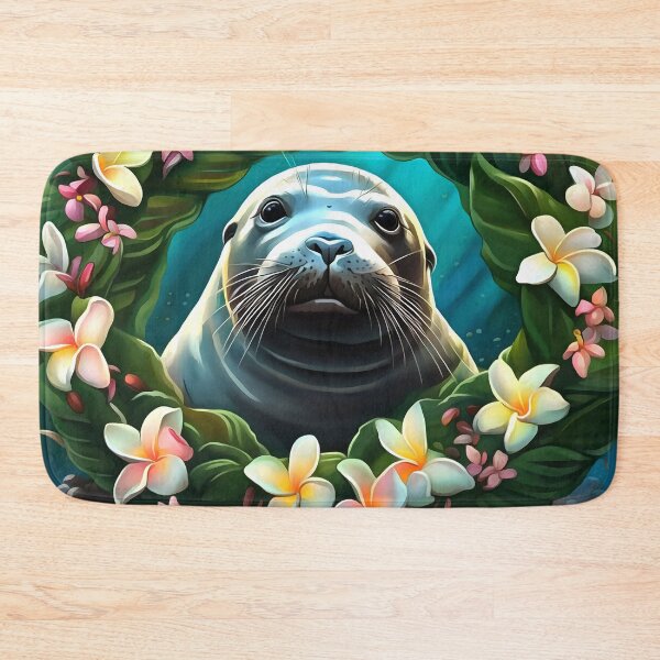 Item preview, Cartoon Art Of Hawaiian Monk Seal With Plumeria designed and sold by taiche.