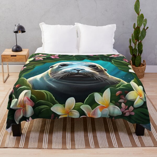 Item preview, Cartoon Art Of Hawaiian Monk Seal With Plumeria designed and sold by taiche.